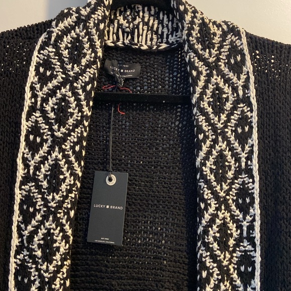 NWT Lucky Brand black & white knit cardigan - Picture 2 of 4